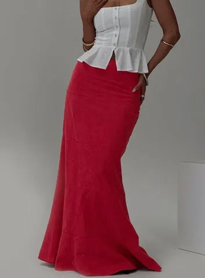 Princess Polly Raven Mid Rise Maxi Skirt Red