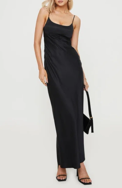Princess Polly Ravia Satin Maxi Slipdress In Black