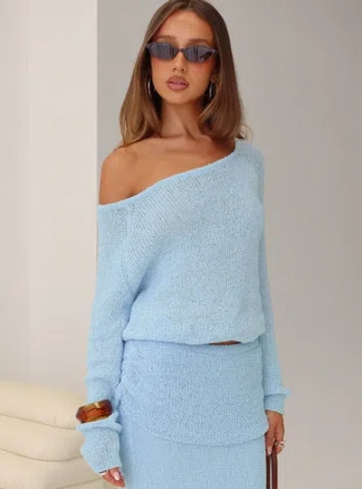 Princess Polly Ravira Wide Neck Knit Sweater In Blue