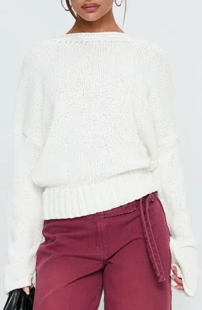 Princess Polly Reannon Wide Neck Sweater In White
