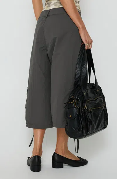 Princess Polly Relaxer Mid Rise Wide Leg Cargo Pants In Gray