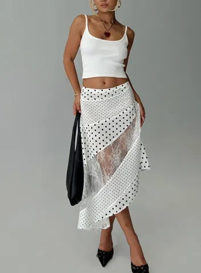Princess Polly Rennar Maxi Skirt In White / Polka Dot