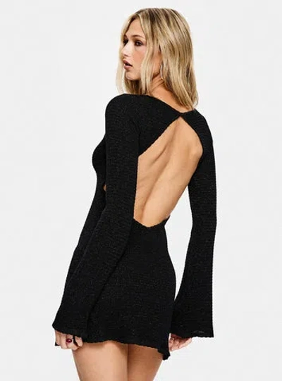 Princess Polly Rhapsody Long Sleeve Knit Mini Dress In Black