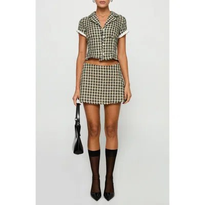 Princess Polly Rhom Check Cotton Crop Button-up Shirt & Miniskirt Set