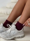 Princess Polly Ribbed Ruffle Socks In Burgundy