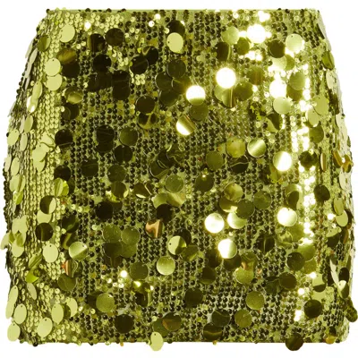 Princess Polly Riego Sequin & Paillette Low Rise Miniskirt In Green