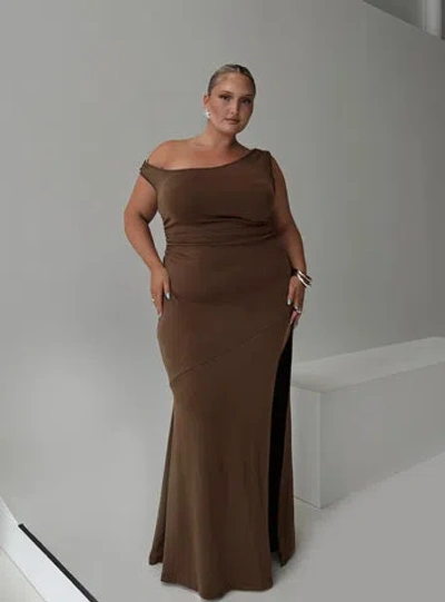 Princess Polly Rios One Shoulder Maxi Dress In Brown