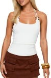 Princess Polly Roller Coaster Beaded Halter Top In White