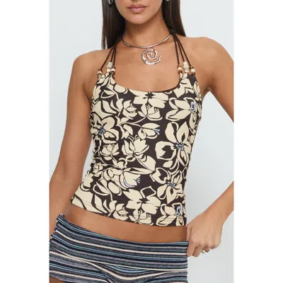 Princess Polly Roller Coaster Floral Beaded Halter Top In Multi