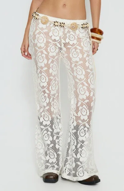 Princess Polly Rosadonna Lace Flared Pants In White