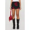 Princess Polly Rosales Floral Ruched Miniskirt In Black