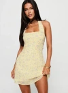 Princess Polly Rosamie Halter Mini Dress In Cream / Floral