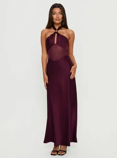 Princess Polly Rosario Sheer Panel Satin Halter Gown In Purple
