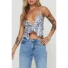 Princess Polly Rosaton Sequin Open Back Crop Camisole In Silver