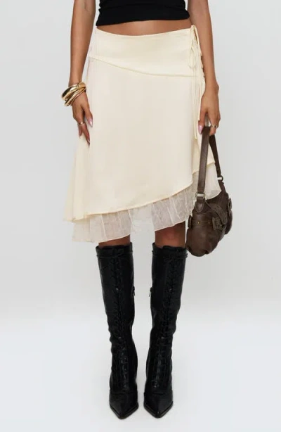 Princess Polly Rosemead Layered Asymmetric Satin Skirt In White