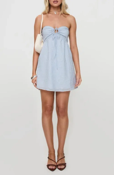 Princess Polly Rosenberg Embroidered Strapless Minidress In Blue