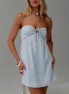 Princess Polly Rosenberg Embroidered Strapless Minidress In Blue