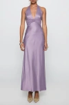Princess Polly Rousseau Satin Halter Gown In Purple