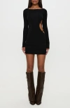 Princess Polly Rowin Cutout Long Sleeve Minidress In Black
