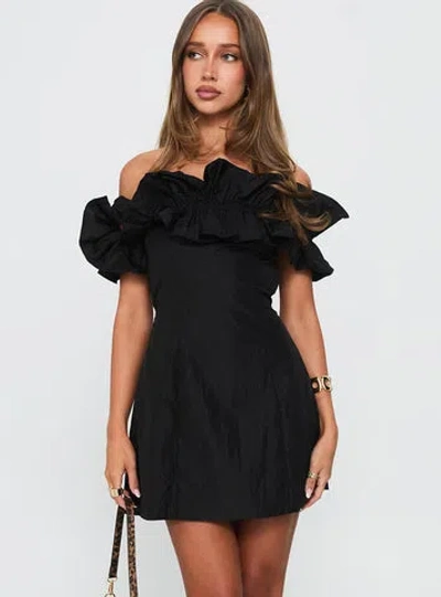 Princess Polly Rozetta Frill Neck Mini Dress In Black