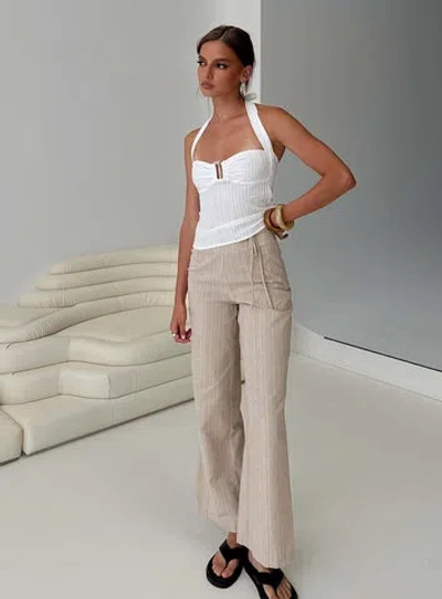 Princess Polly Rush Hours Tie Up Pants In Beige
