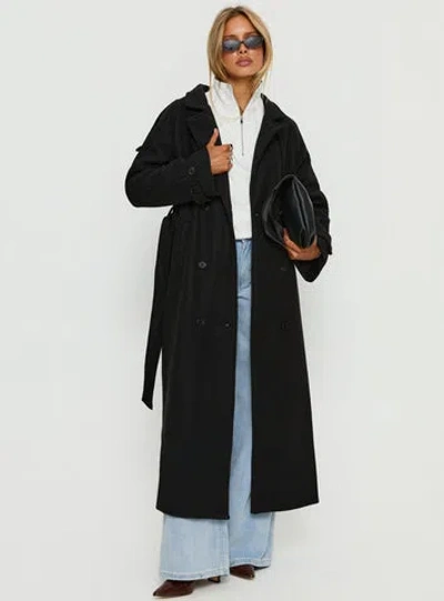Princess Polly Rylanne Longline Trench Coat In Black