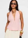 Princess Polly Saddler Plunge Halter Top In Pink