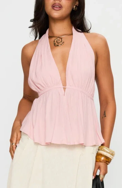 Princess Polly Saddler Plunge Halter Top In Pink