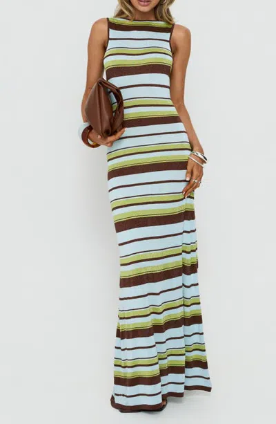 Princess Polly Saedee Stripe Metallic Knit Maxi Dress In Multi