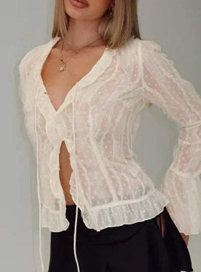 Princess Polly Sainz Frill Long Sleeve Top In Cream