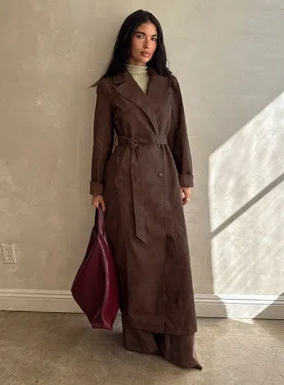 Princess Polly Salazar Longline Belted Trench Coat In Brown