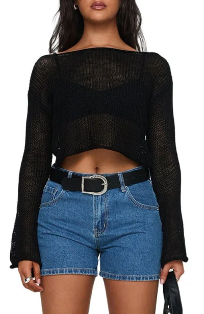 Princess Polly Saldana Denim Shorts In Black