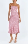 Princess Polly Salvin Floral Strapless Midi Dress In Pink