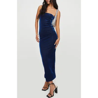 Princess Polly Samper Metallic Sparkle Strapless Maxi Dress In Navy