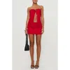 Princess Polly Savaris Strapless Split Top & Miniskirt Set In Red