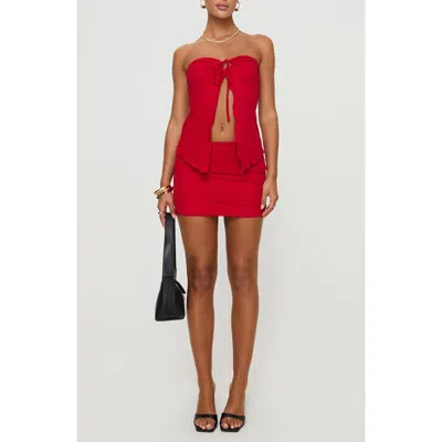 Princess Polly Savaris Strapless Split Top & Miniskirt Set In Red