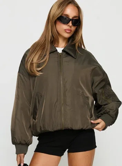 Princess Polly Say Less Bomber Jacket In Brown