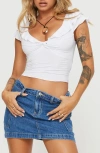 Princess Polly Say Nothing Ruffle Trim Twist Front Sleeveless Top In White
