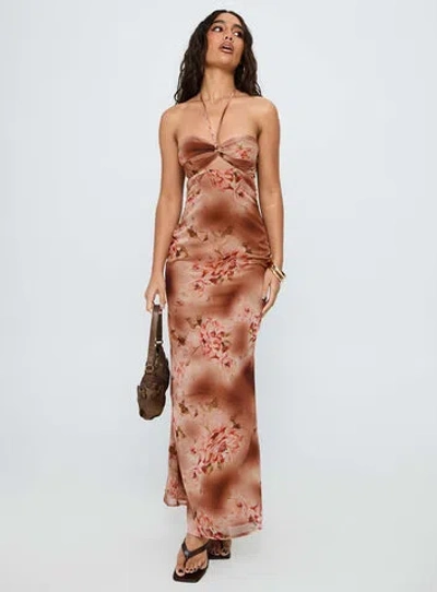 Princess Polly Saye Halter Twist Maxi Dress In Brown