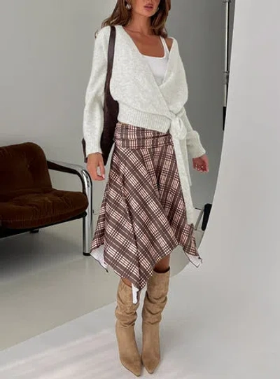 Princess Polly Scholar Asymmetrical Midi Skirt In Brown