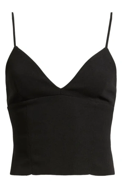 Princess Polly Sculpture Deep V-neck Corset Crop Camisole In Black