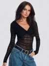 Princess Polly Secret Of Us Off Shoulder Lace Bodysuit In Black
