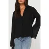 Princess Polly Selma Crinkle Button-up Top In Black