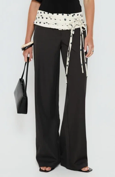 Princess Polly Seneca Wrap Waist Polka Dot Pants In Black