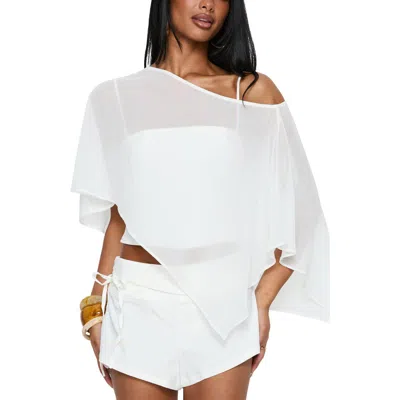 Princess Polly Senzo Asymmetrical Chiffon Poncho Top In White