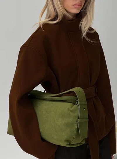 Princess Polly Seraphia Faux Suede Shoulder Bag In Green