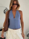 Princess Polly Serefina Halter Top In Blue Slate