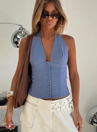 Princess Polly Serefina Halter Top In Blue Slate