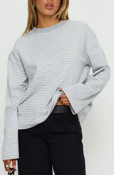 Princess Polly Settle Down Stripe Knit Top In Gray