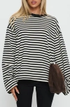 Princess Polly Settle Down Stripe Oversize T-shirt In Multi